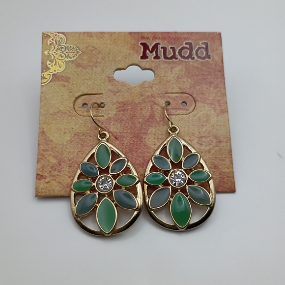 Mudd Jewelry - Mudd Gold and Green Teardrop Earrings